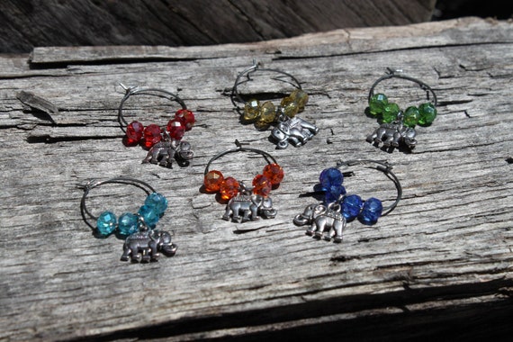 ELEPHANT Wine Glass Charms Wine Charms Set of 6 Elephant House Warming Gift Secret Santa Elephant Gift Elephant Decor Safari Etsy UK