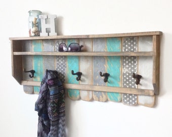 Coat Rack with Shelf | Entryway Organizer Towel Rack Key Hooks Wall Mounted Coat Rack Catch All Leash Holder Rustic Modern Bathroom Shelves