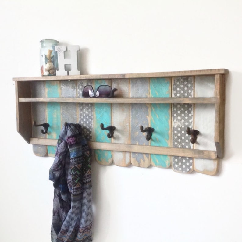 Coat Rack with Shelf Entryway Organizer Towel Rack Key Hooks Etsy