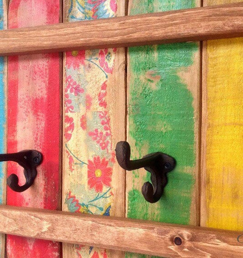 Wood Coat Rack Entryway Organizer Towel Rack Key Hooks Wall Etsy
