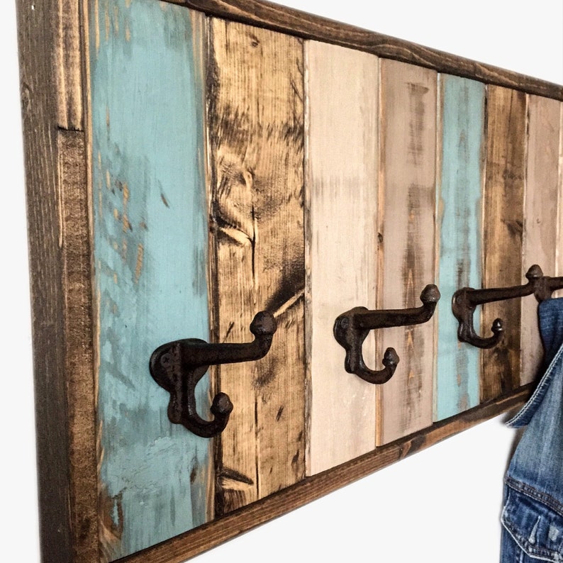 Rustic Wood Coat Rack / Free Shipping / Distressed Coat Hook / Etsy