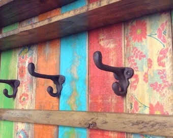 Unique Entryway Organizer / Wall Mount Coat Rack with Shelves / Wood Coat Rack / Bathroom Shelves / Modern Coat Rack /Farmhouse Wall Decor /