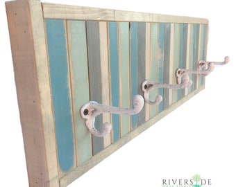 Handcrafted Entryway Coat Rack: Rustic Wood & Cast Iron Hooks