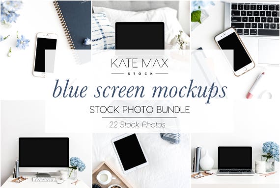 Blue Screen Mockups Stock Photo Bundle Styled Stock