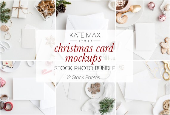 Christmas Card Mockups Stock Photo Bundle Holiday Styled