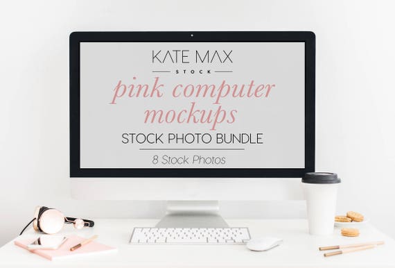 Pink Computer Mockup Styled Stock Photo Product Mockup
