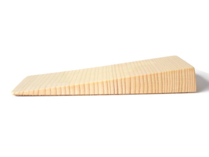 Pine Wood Slimline Wooden Door Stop Wedge With Cork Underside