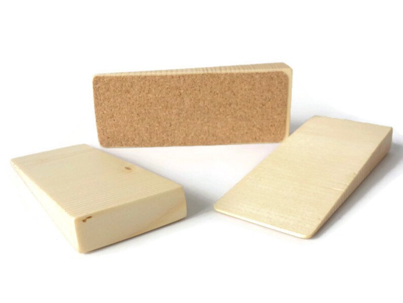 Pine Wood Slimline Wooden Door Stop Wedge With Cork Underside