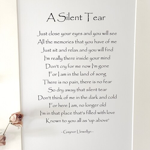 A Silent Tear. Print. Funeral Poem. Bereavement Gift Sympathy - Etsy