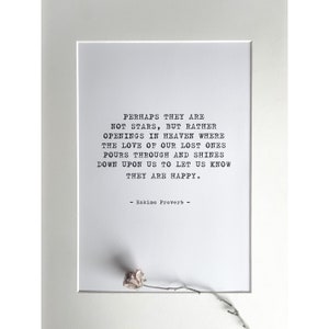 Perhaps They Are Not Stars. Eskimo Proverb. Print. Bereavement Gift Sympathy Gift. Grief Poem. Mourning Gift. Rememberance Gift.