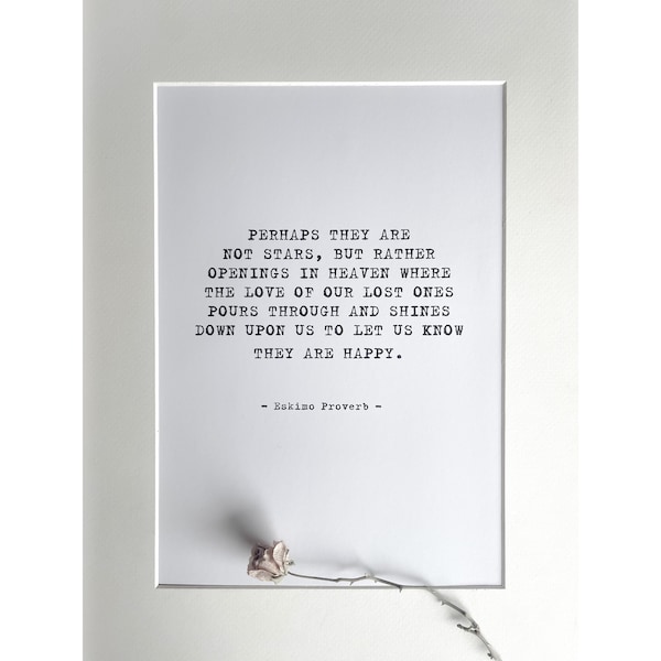 Perhaps They Are Not Stars. Eskimo Proverb. Print. Bereavement Gift Sympathy Gift. Grief Poem. Mourning Gift. Rememberance Gift.