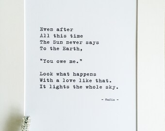 Le Soleil Et La Terre Hafiz Impression Inspirante Citation Etsy France