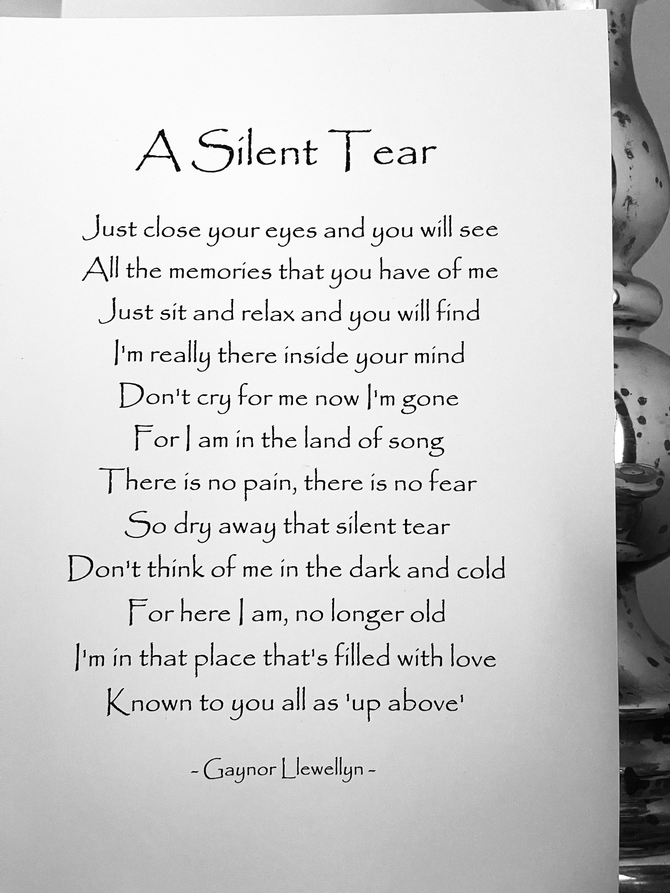 A Silent Tear. Print. Funeral Poem. Bereavement Gift Sympathy | Etsy India