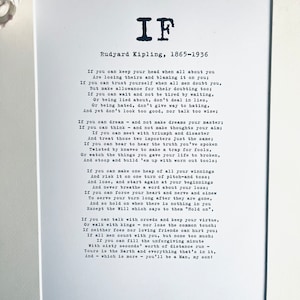Si. Poema de Rudyard Kipling. Regalo de graduación para mi hijo. Lámina literaria.