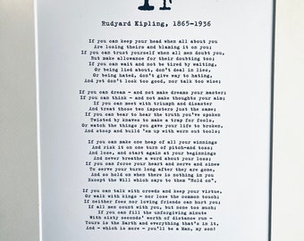 Rudyard Kipling Poem Print: "If" Inspirational Literary Art