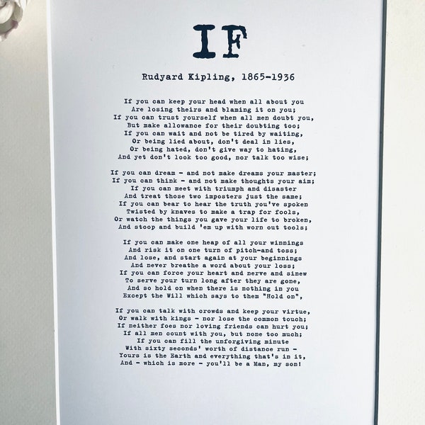 If. Rudyard Kipling. Poem. Graduation Gift for Son. Gift for Men. Literary Print. Father to Son Gift.