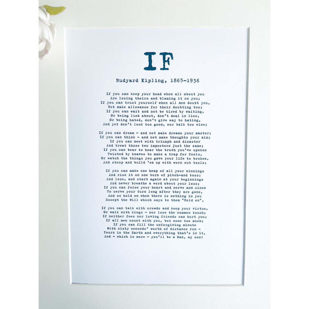 If Poem Rudyard Kipling Printable A4 And A3 Print Gift For Etsy
