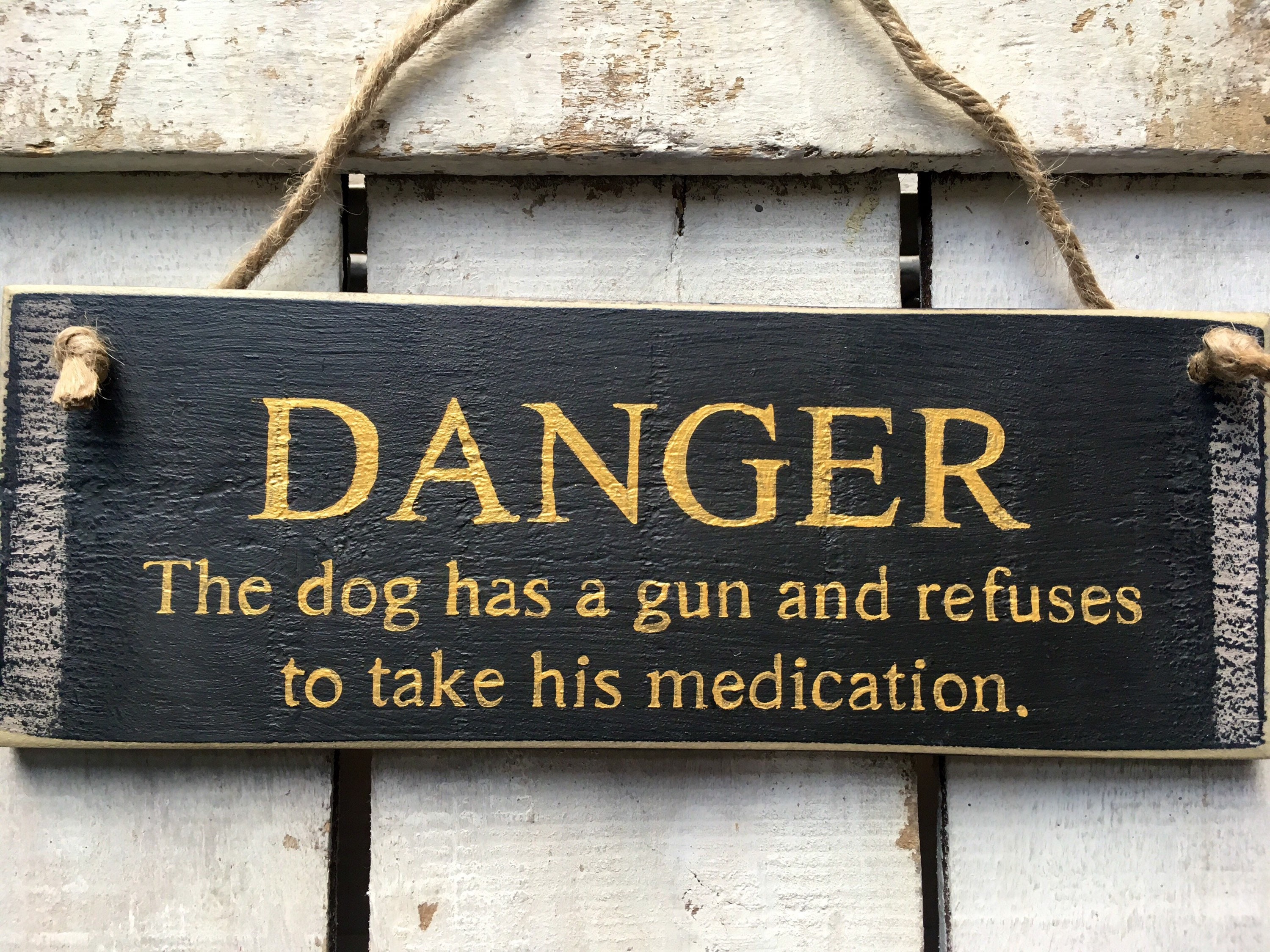 Funny Dog Sign. Home Security Sign Danger The Dog Has A Gun. Etsy