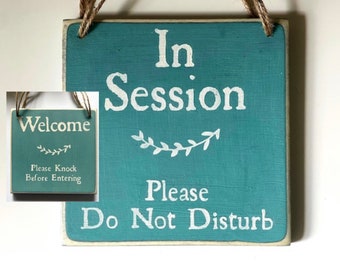 In Session Door Sign For Therapists, Do Not Disturb Hanger Sign For Therapy Office Decor, 10 In Double Sided Rouond Wooden Welcome Hanging