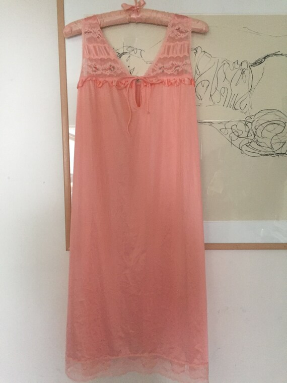Gorgeous Peach Salmon Pink Slip | Satin Lace Flora