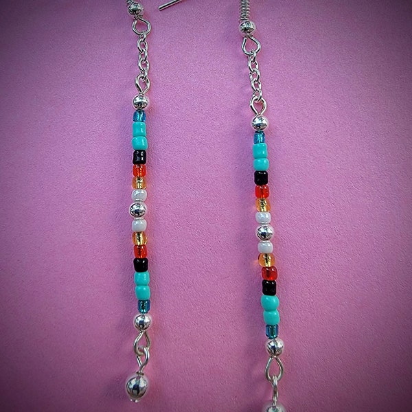 Southwestern Style/Boho Chic/Gypsy Cowgirl/Rodeo/Tribal/Biker Chic Turquoise Seed Bead Stick Earrings