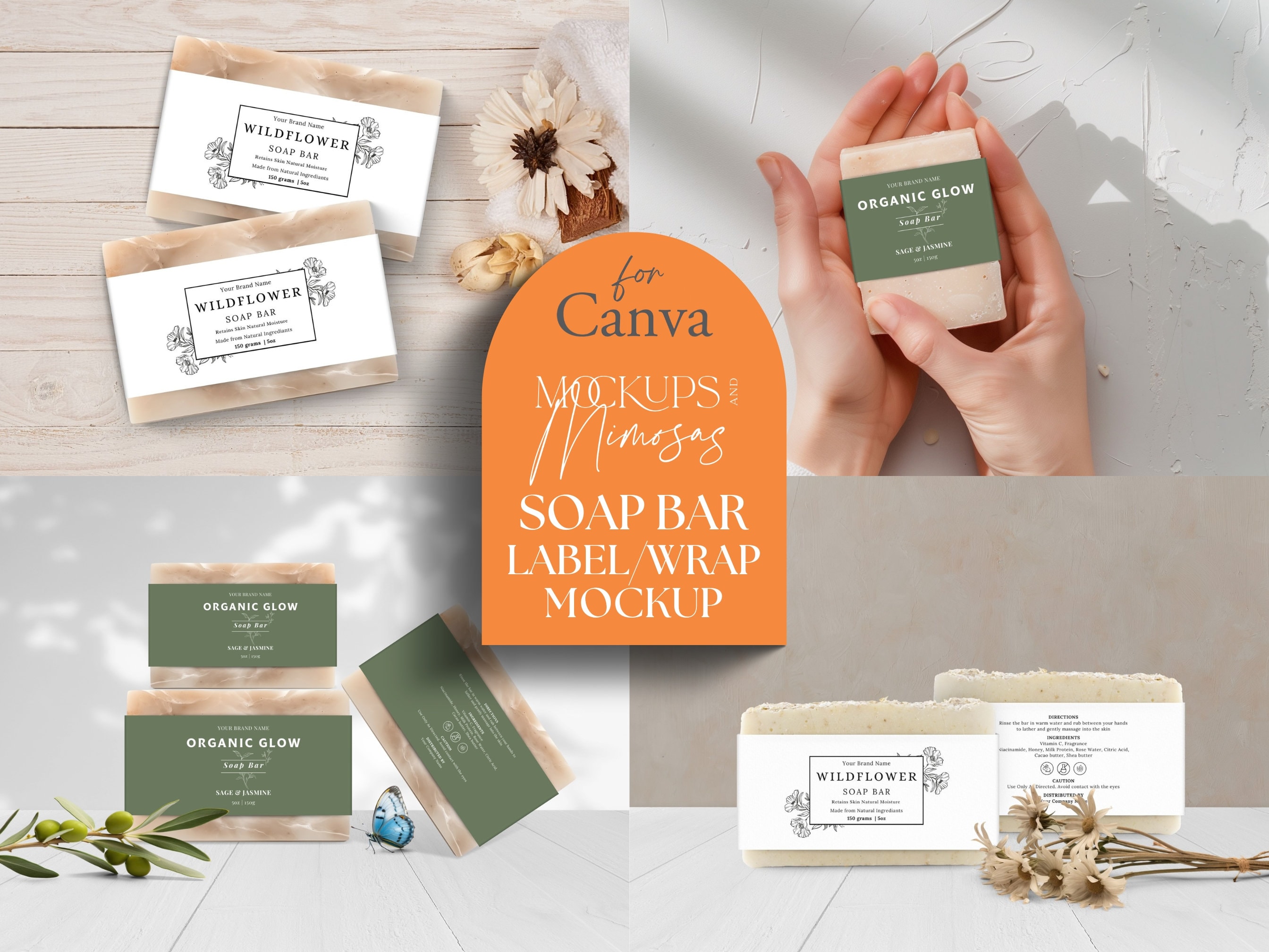 Mockup voor zeepreeplabel: ambachtelijke verpakking, canvassjabloon  (digitaal) - Etsy België, image size:2688x2016