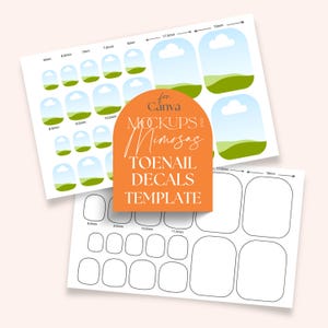 Canva TOENAIL DECALS Template.  Polish strips template. Nail Art Waterslide stickers. Toenail art design template and SVG&#39;s.