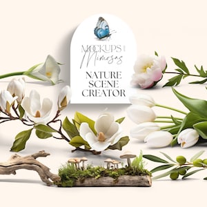 SZENE SCHÖPFER Natur. Blumen, Pflanzen, Meer und Obst Kundenspezifische Szene Generator. Realistische digitale Aufkleber und Clipart.