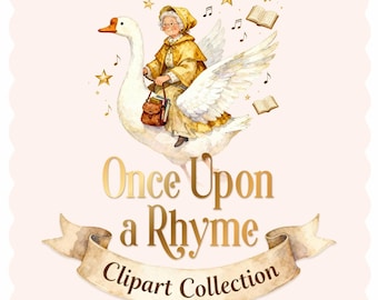 Kinderliedje Clipart. Mother Goose Vintage verhalenboek aquarel png's.