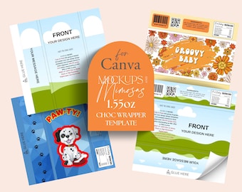 Canva 1.55oz Chocolate Bar Wrapper Template (Digital Download)