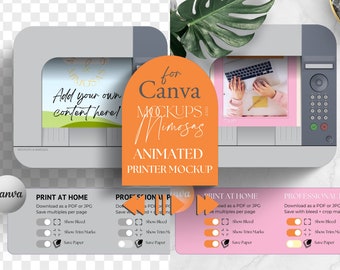 Animated Printer Mockup Canva Template, A4 Paper Printing (Digital File)