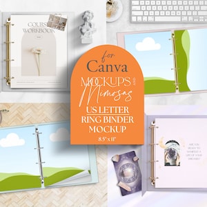 Maquete de fichário CANVA US LETTER. Maquete de pasta, criador de cena de fichário, portfólio, maquete inteligente, 8,5 x 11 polegadas, maquete de listagem Etsy.