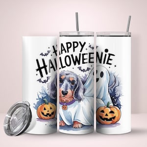 Happy Halloweenie Dackel Tumbler 20oz wrap, Hunde Mutter Geschenk, Dackel Liebhaber, Halloween Geschenk, Dackel, Dackel Png, Halloween.