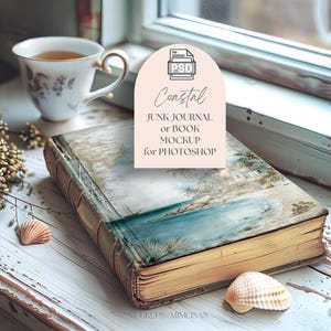 Junk Journal Mockup: Vintage Book Cover, US Letter Size (PSD Digital Download)