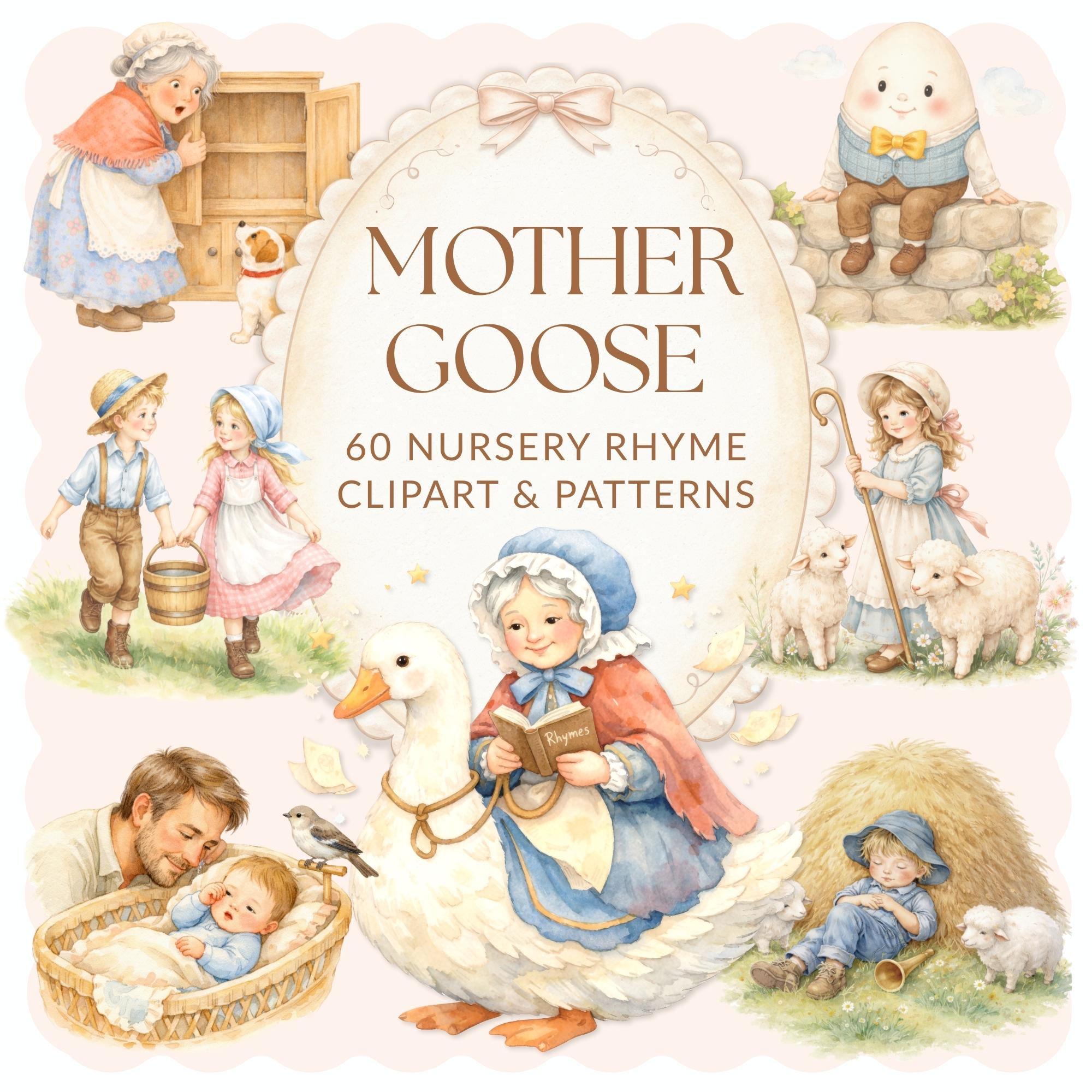 Nursery Rhymes Clipart, Mother Goose Vintage Storybook PNG ...