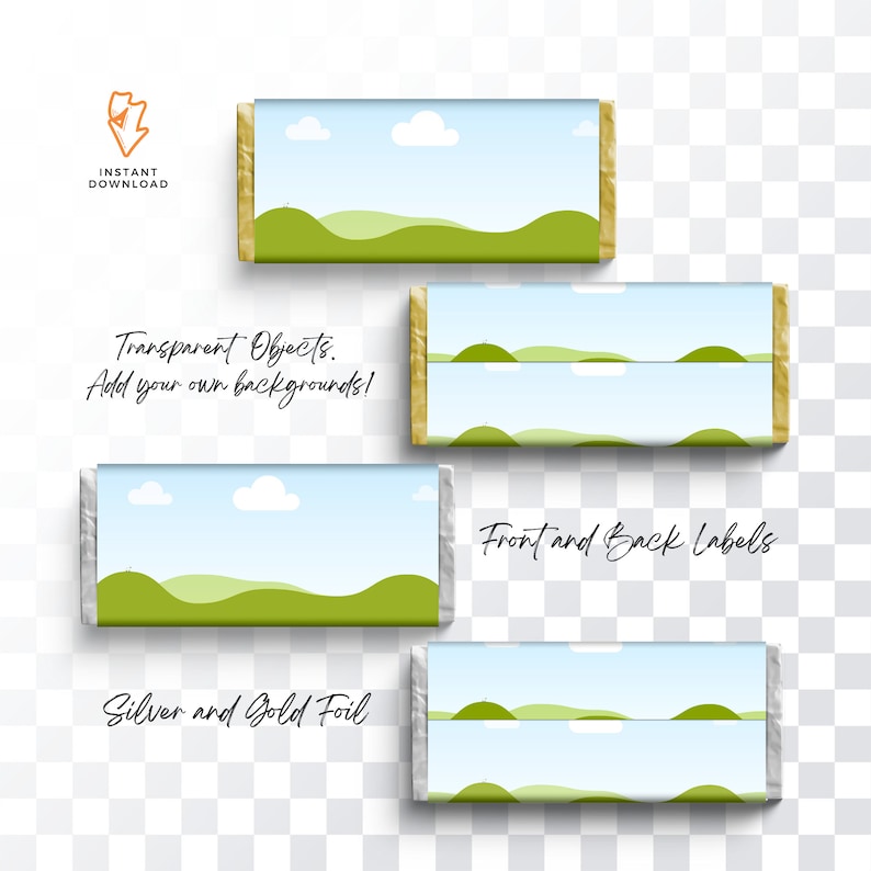 Object Rashed Wrapper Bar Chocolate Bar Wrapper Mockup: Canva Template, Party Favor Design ...