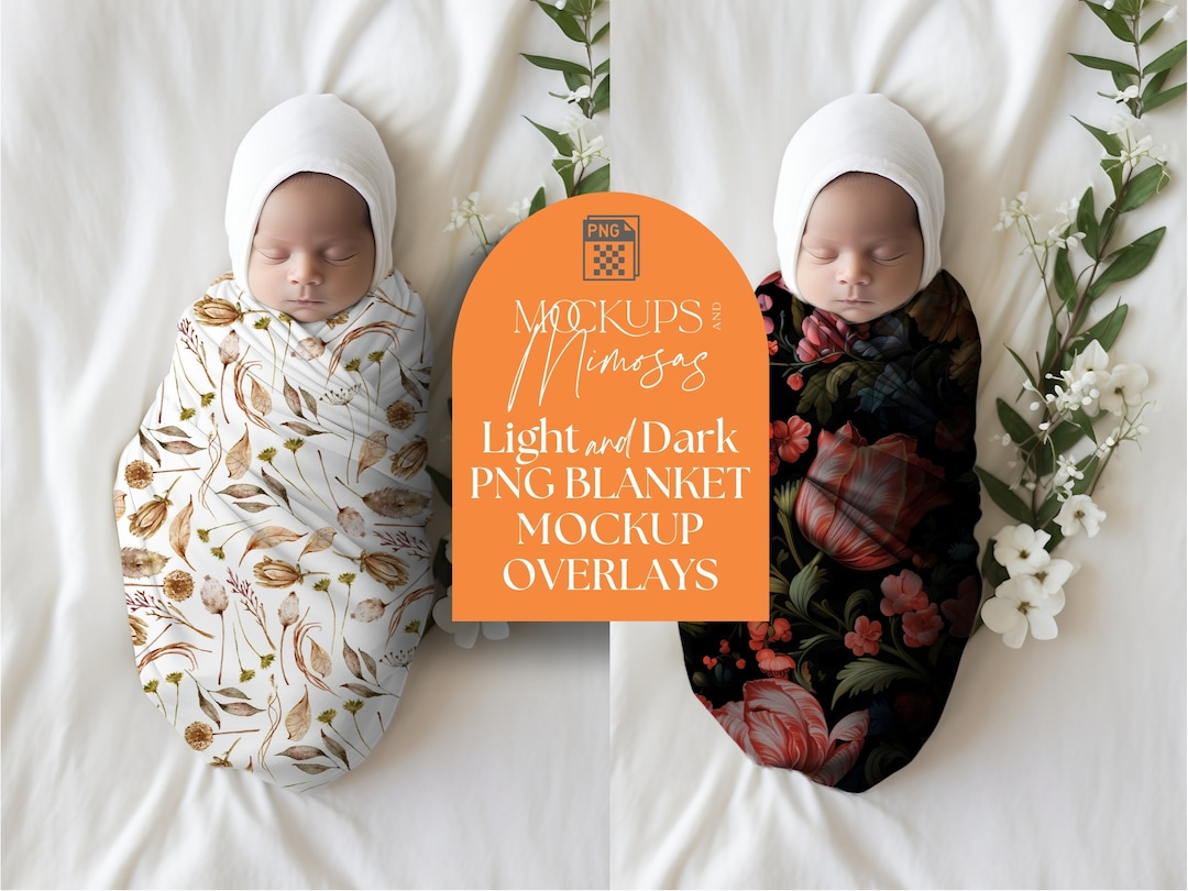 Baby Swaddling Cloth PNG Mockup. Baby Blanket Drag and Drop Mockup