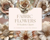 Fabric Flower Shabby Chic Clipart. Realistic digital stickers. Junk Journal Commercial Use PNG's.