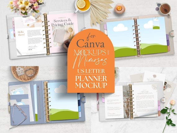 Canva Planner Mockup Template, US Letter, Ring Bound (Digital)