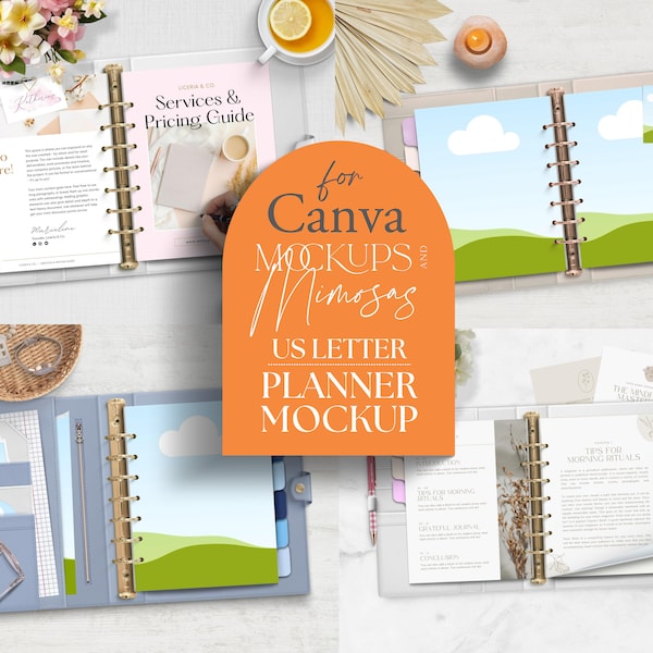 CANVA Planner Mockup. US LETTER. Scene Creator. Journal Mockup. Listing image mockup. Ring bound. Digital Planner Mock. 8.5 x 11 inch.