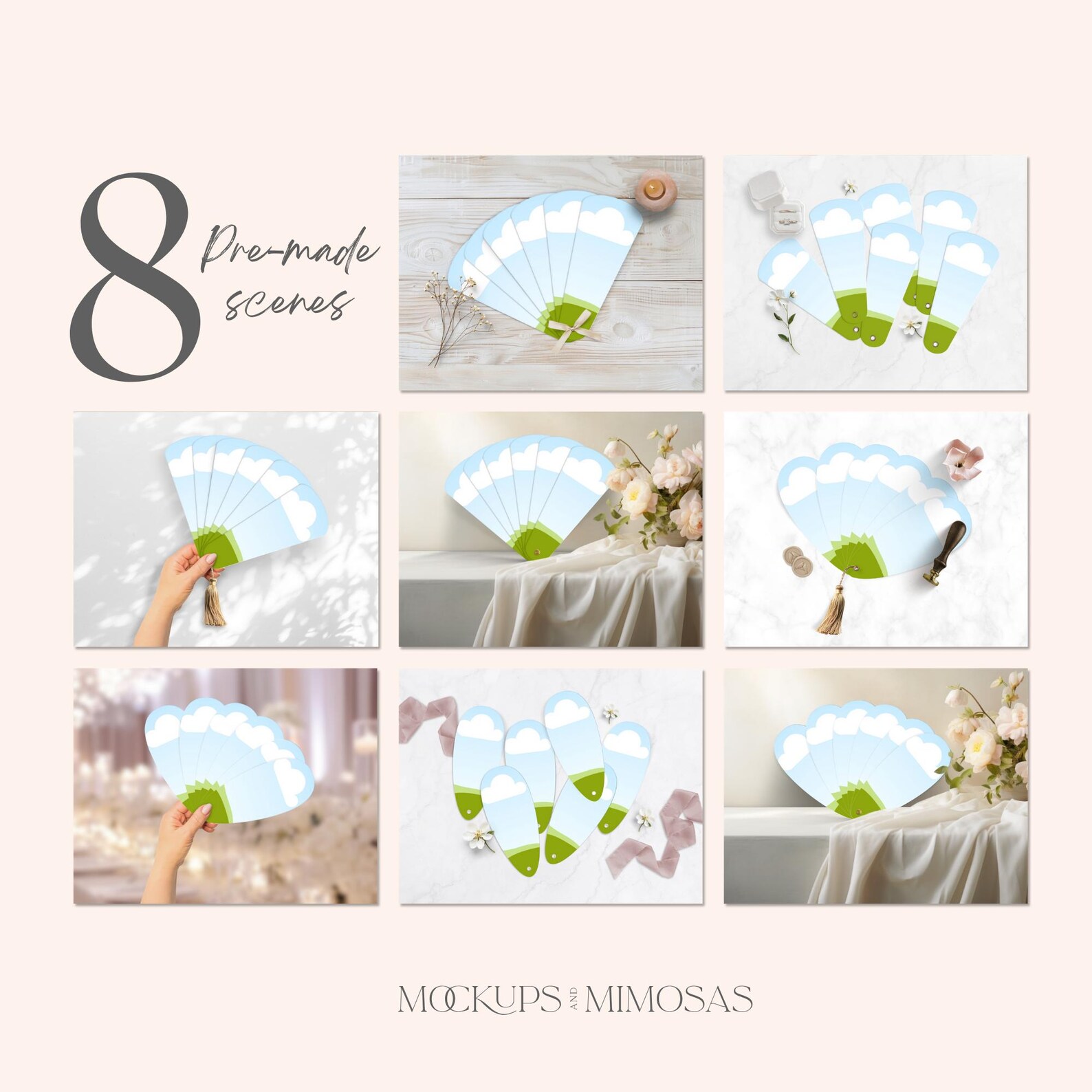 Program Petals Wedding Program Petal Fan Mockup: Canva Templates (digital Download) - Etsy