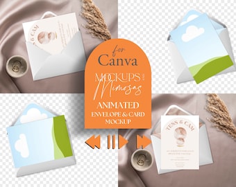 CANVA ANIMATED 5x7&quot; Envelope & Card Mockup. Video Mockup. Stationery Mockup for Canva. Animated Canva Template. Moving Mockup.