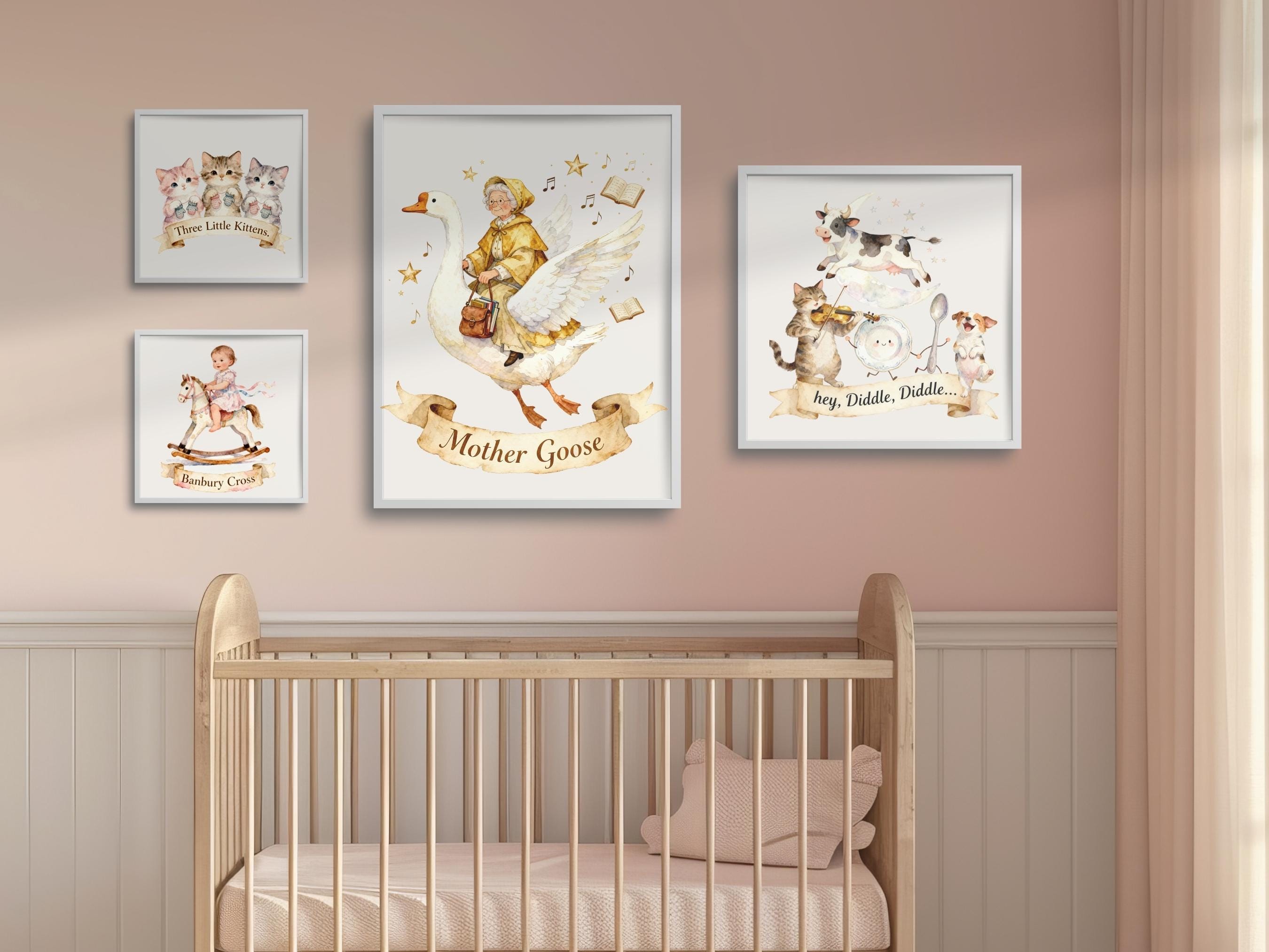 Nursery Rhyme Clipart. Mother Goose Vintage Storybook Watercolor Pngs ...