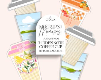 Hidden Note Coffee Cup Template: Junk Journal Ephemera (Canva)
