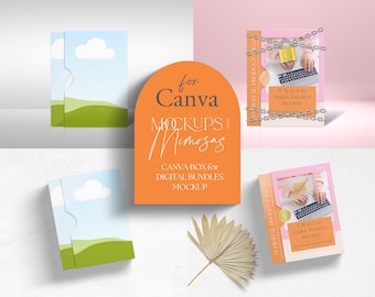 CANVA BOX MOCKUP for Digital Products Bundle. Bundle Box Mockup.Display template for Digital Products. Sliding Box Mockup. Software box.