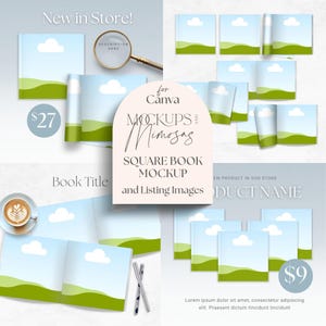 SQUARE Buch Mockup Leinwand. KDP, Kinderbuch, Ebook.  Urheber Bilder für Etsy.