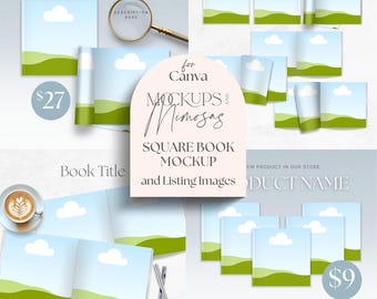 SQUARE Book Mockup Canva. KDP, Kids Book, Ebook.  Author Listing Images for Etsy.