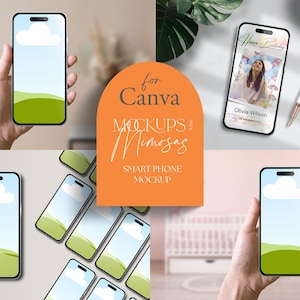 CANVA ANIMATED Smart Phone and Hand Mockup. Iphone 14. Social Media Device Template.  Video Mockup.