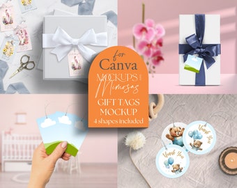 Gift Tag Mockup Canva Template, Party Favor Mockup (Digital)