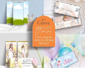 CANVA Chocolate Bar Wrapper. Canva Mockup. Party Favor Mockup. Add your own design and backgrounds. Instant download.